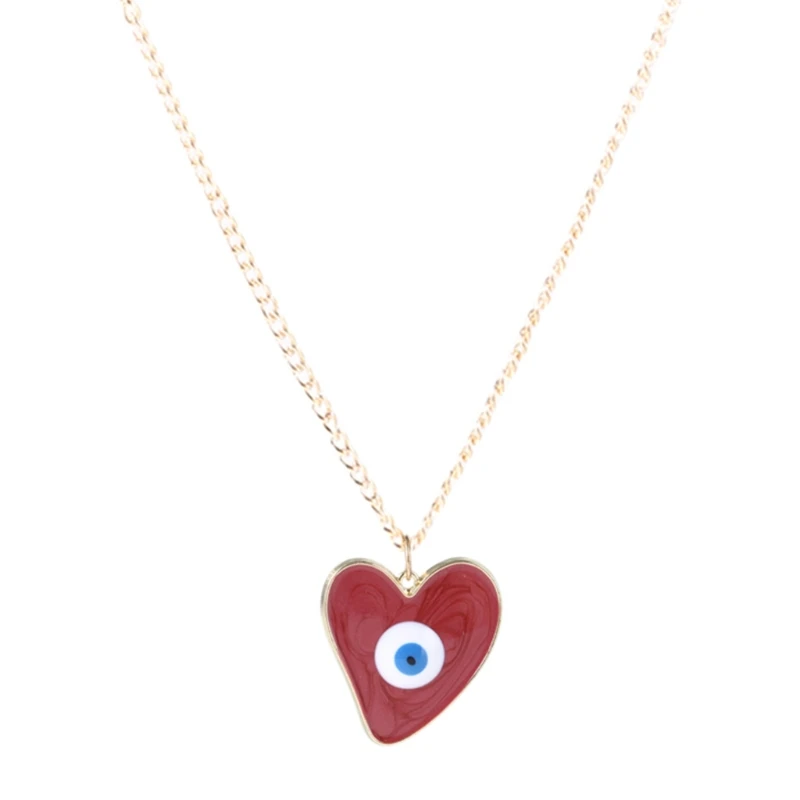 Alloy Evil Eye Heart Pendant Charm Necklace Fashionable Choker Jewelry for Women and Men Versatile Neck Accessory