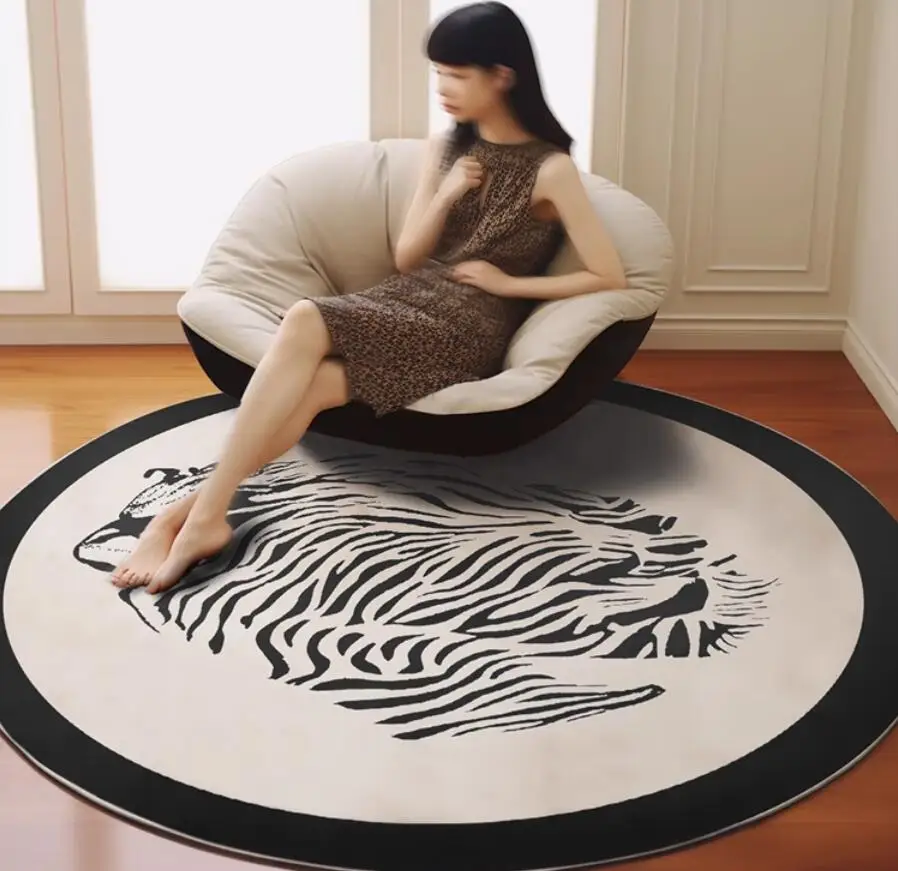 French Art Living Room Decoration Carpet Retro Round Rugs for Bedroom Large Area Thickened Carpets Lounge Rug Chair Floor Mat