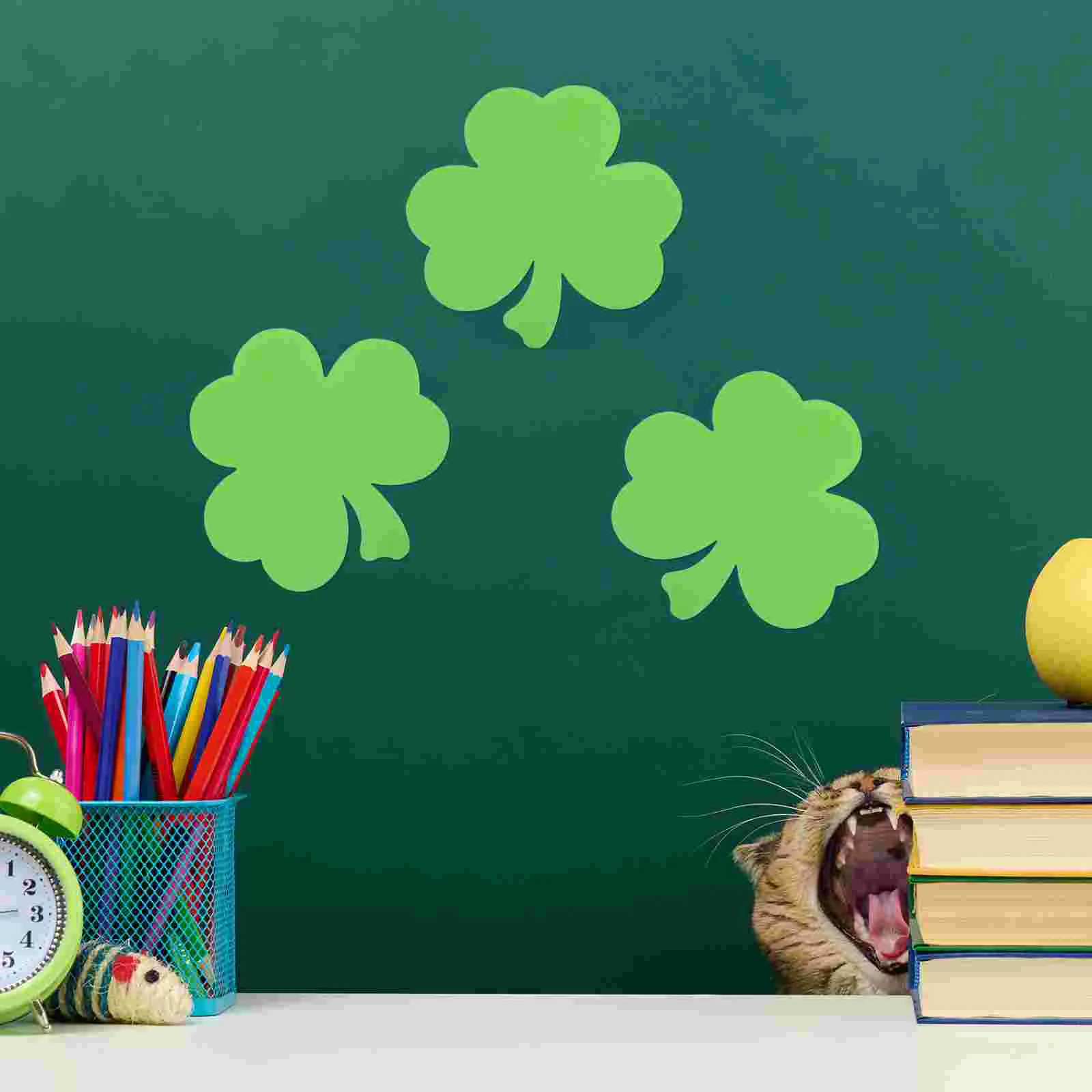 

40 Pcs St Patrick's Day Shamrock Paper Cutouts Craft Decor Bulletin Board Wall Kids Room Office Cafe Easy Installation