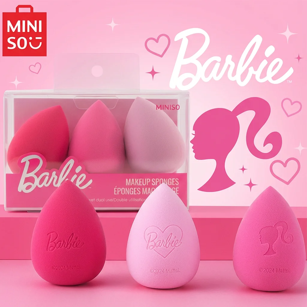 MINISO HelloKitty and Friends Powder Series Beauty Egg 3 قطع أداة مكياج أساسية جافة ورطبة