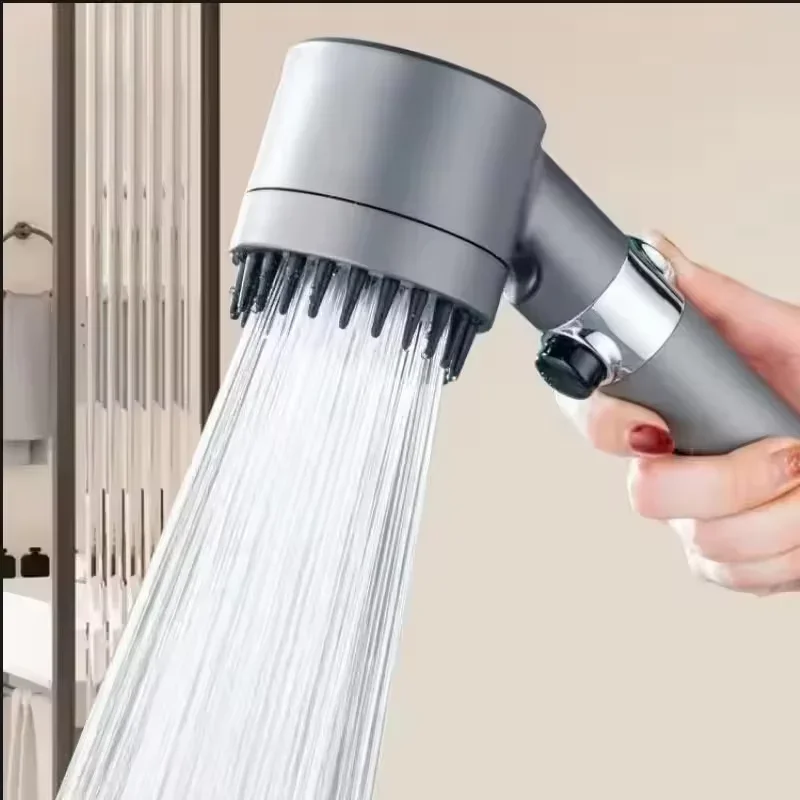 3-Mode Adjustable High Pressurized Filter Shower Head with Head Massage Brush Rain Faucet Bathroom Shower Accessories Supplies