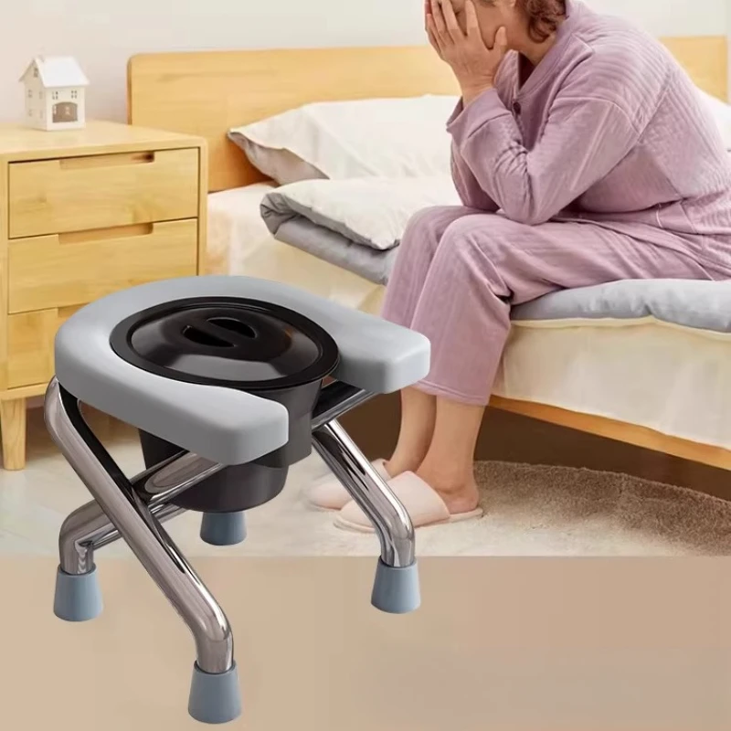 

Складной стул-туалет U-образной формы для беременных и пожилых людей, из нержавеющей стали, для ванной комнаты, устойчивое прикроватное сиденье для туалета, выдерживает до 300 фунтов
