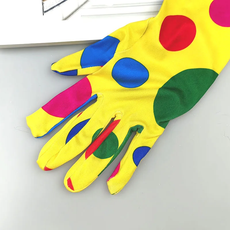 Fotografia 5: Luvas Longas de Palhaço com Estampa de Bolinhas para Decoração de Halloween, Maquiagem, Festa, Performance de Dança e Role Playing Feminino