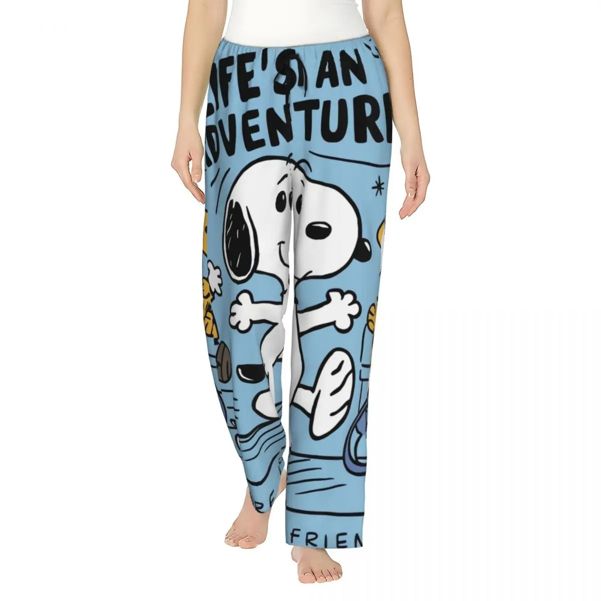 

Custom Manga Snoopy Woodstock Cartoon Dog Pajama Pants Women Sleepwear Lounge Sleep Bottoms Stretch with Pockets