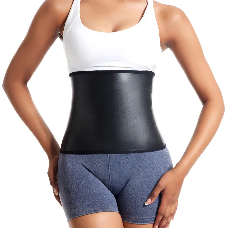 Seamless Shapewear Leather Look Sports Waist Trainer Women Fitness Waist Trimmer Postpartum Tummy Control Waist Cincher