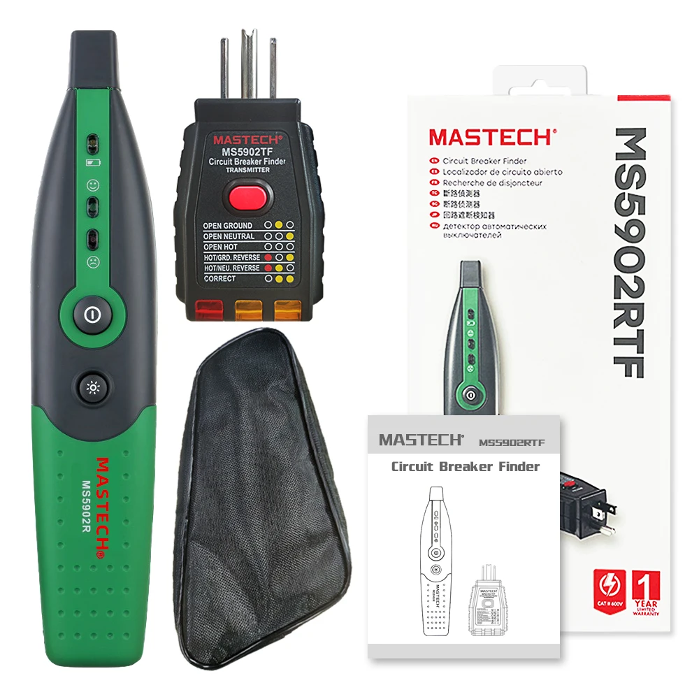 Imagem -06 - Mastech-localizador de Disjuntor Automático com Lanterna Fusível Tester Soquete Europeu e Americano Ms5902 220v 110v