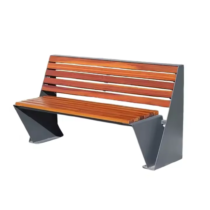 Traditional Unique Solid Wood Galvanized Metal Eco-Friendly 2-Seater Outdoor Bench Backrest for Municipal Park Patio Garden
