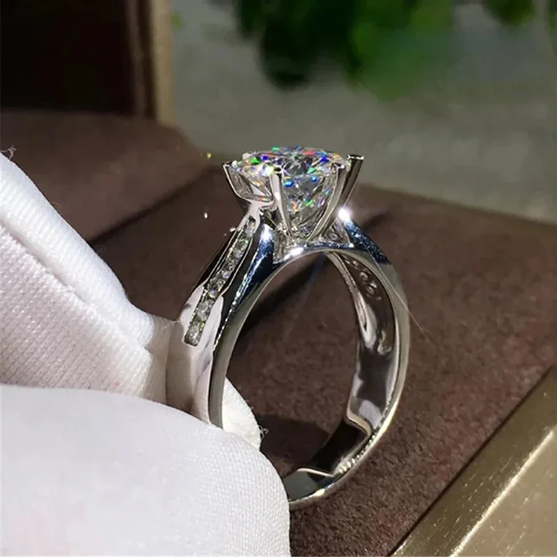 Huitan Brillante 6-Krallen-Ringe mit kubischem Zirkon, weiblich, charmant, opulentes Versprechen, Hochzeitsaccessoires, funkelnder Schmuck für Verlobung