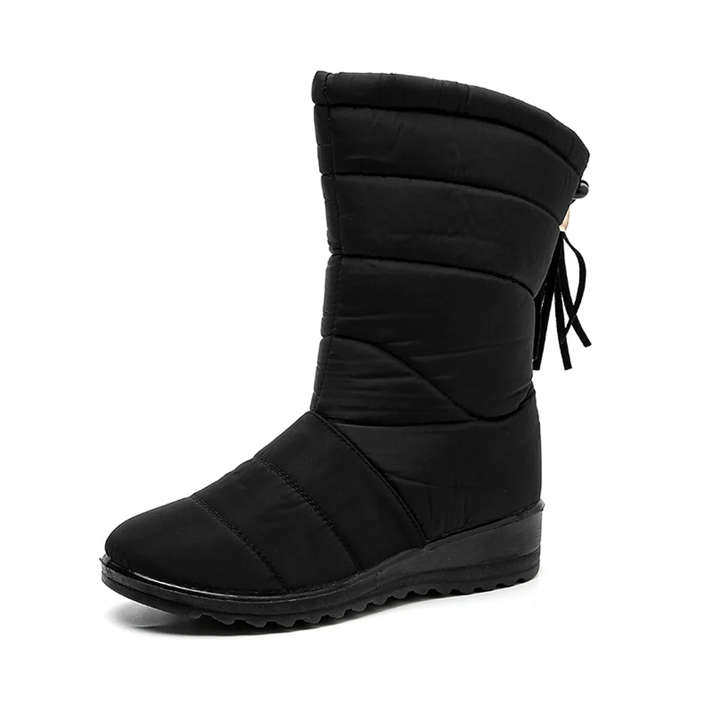 

2023 Winter Boots Women Mid-Calf Down Waterproof Ladies Snow Boots Woman Rubber Wedge Botas Fur Warm Female Boots Women Shoes