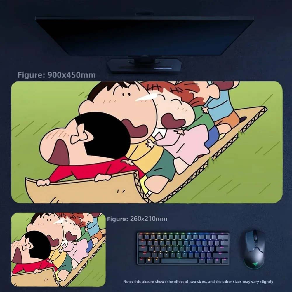 Large Size Keyboard Pad Anime Crayon Shin Chan and His Friends Leather Non-slip Mouse Pad High Quality Anime Leather Table Mat