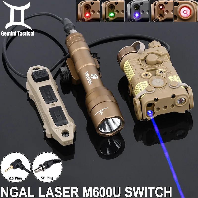 Tactical NGAL Red Green Blue IR Laser Sight M600U Hunting Spotlight Set Dual Function Pressure Switch Fit M-lok Keymod 20MM Rail