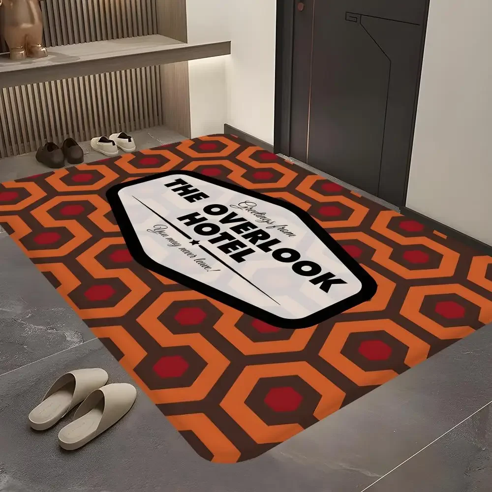 Orange Shiny Ring Hexagon Overlook Hotel Floor Bath Mat Nordic Style Home Doormat Bathroom-Toilet Mats Bedroom Welcome Doormat