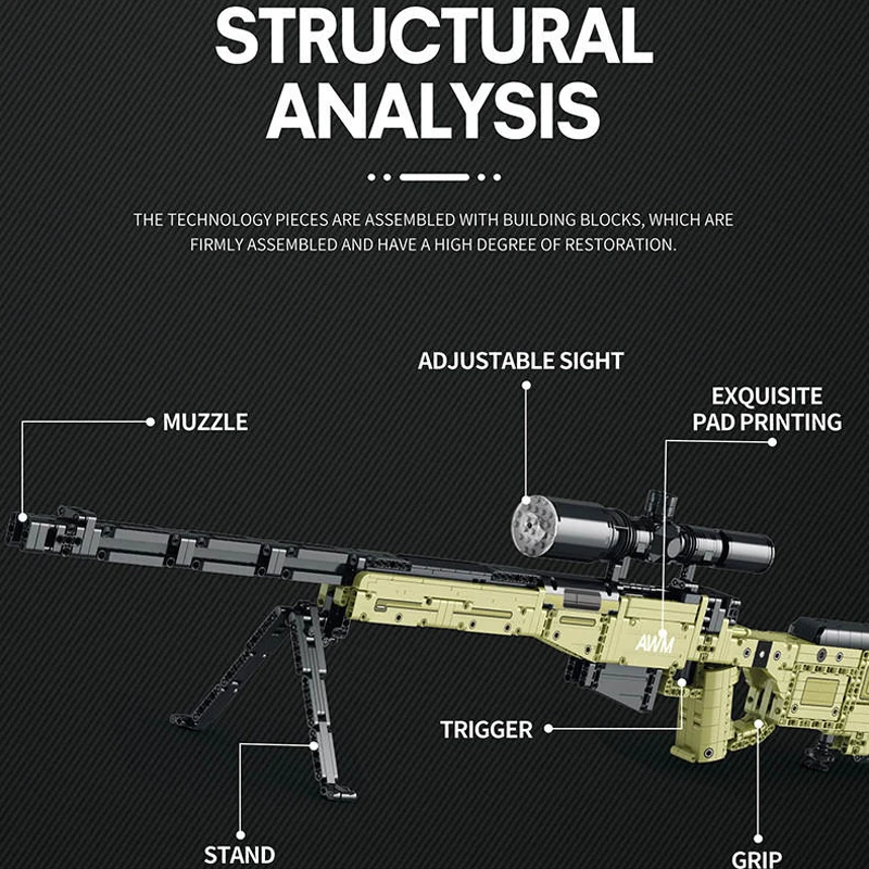 1336 pçs awm rifle de ceiper super magnum blocos de construção criativos herender arma militar bala arma manual blaster armas presentes