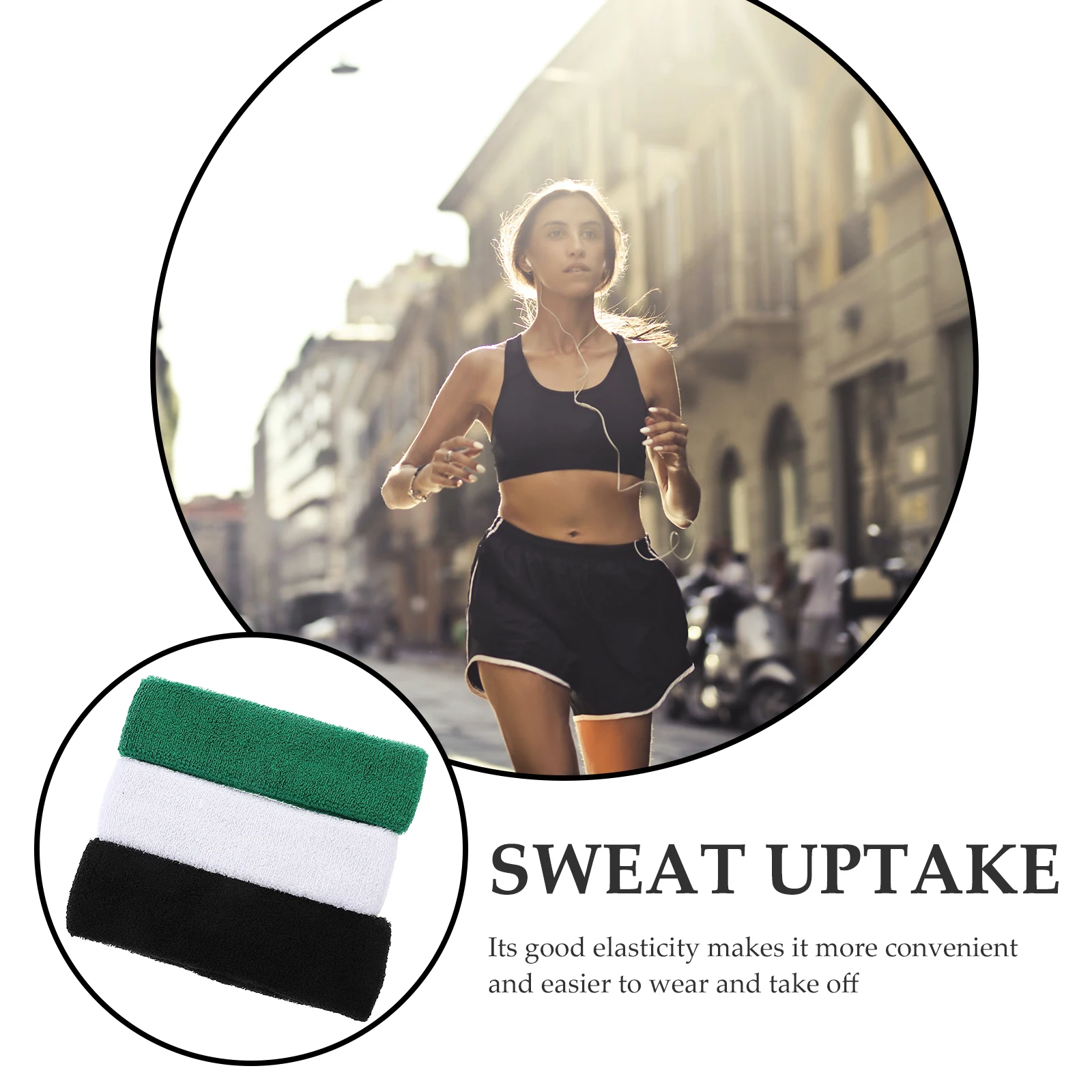 

3pcs Sports Headband Sweat Absorbing Elastic Hair Band For Running Yoga Fitness Exercise Breathable Stretchy Headbands