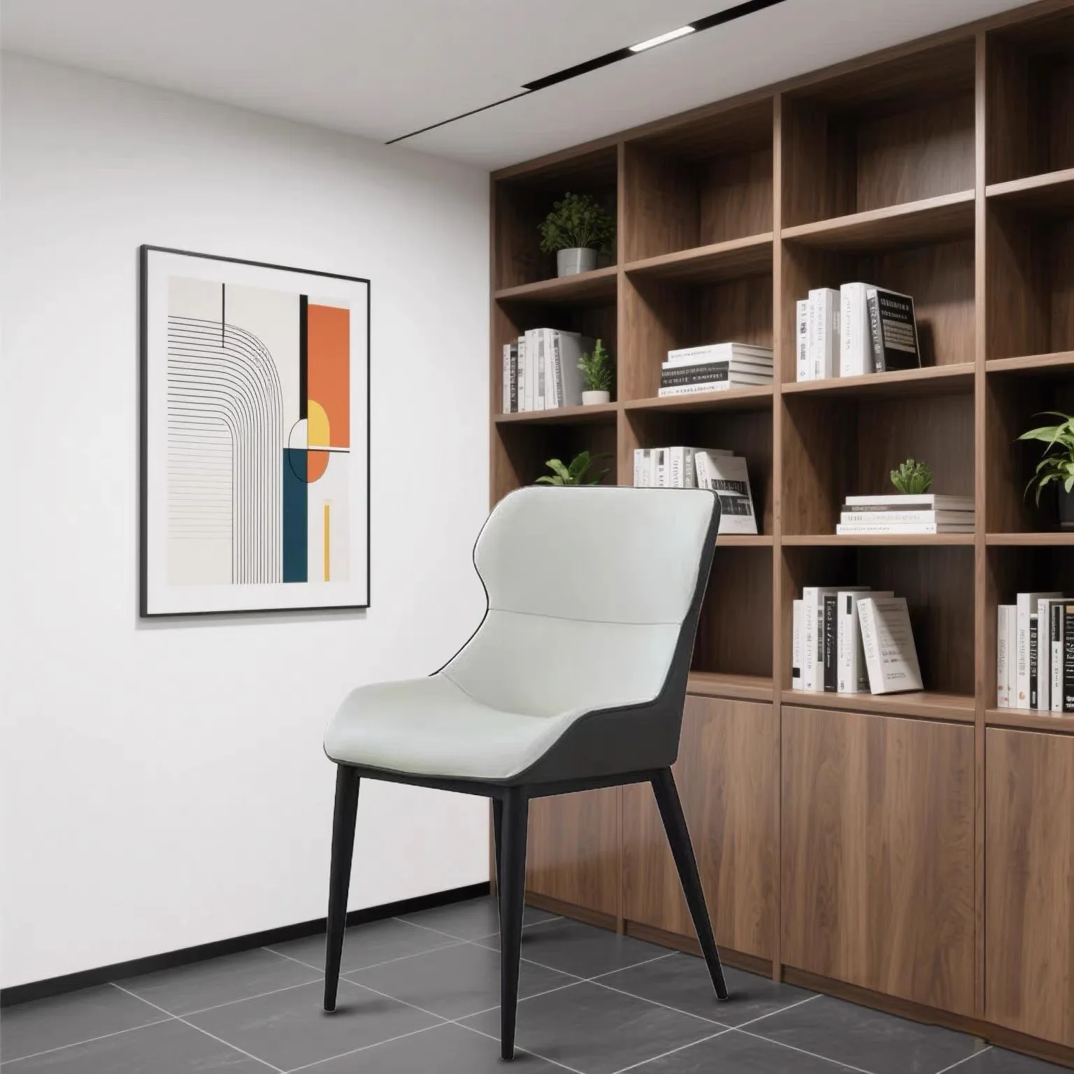 

#Modern Italian-Style Leather Upholstery Metal Frame Dining Chair for Hotel Restaurant Conference Room Home Use with Backrest