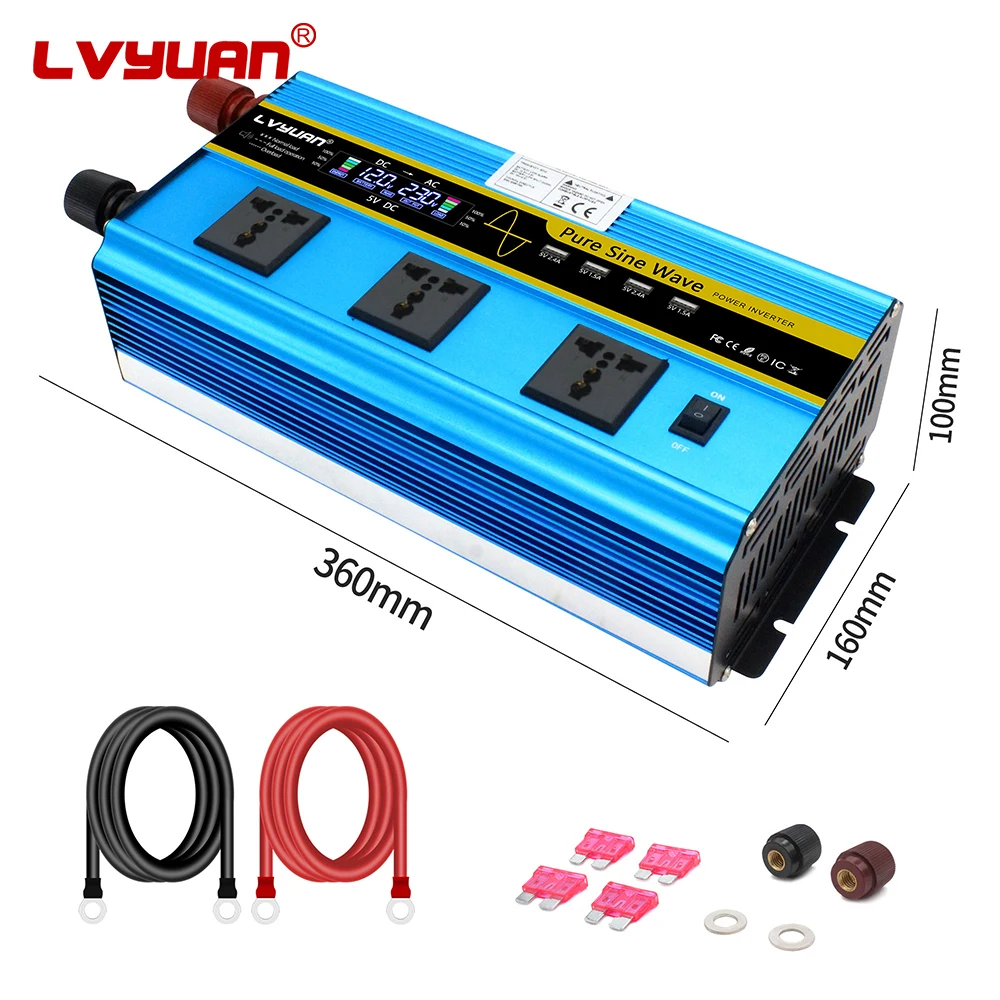 DC Ac Power 2500 Watts 5000W 12v Inverter Pure Sine Wave 12V 24V To 110V 220V 230V - view 2