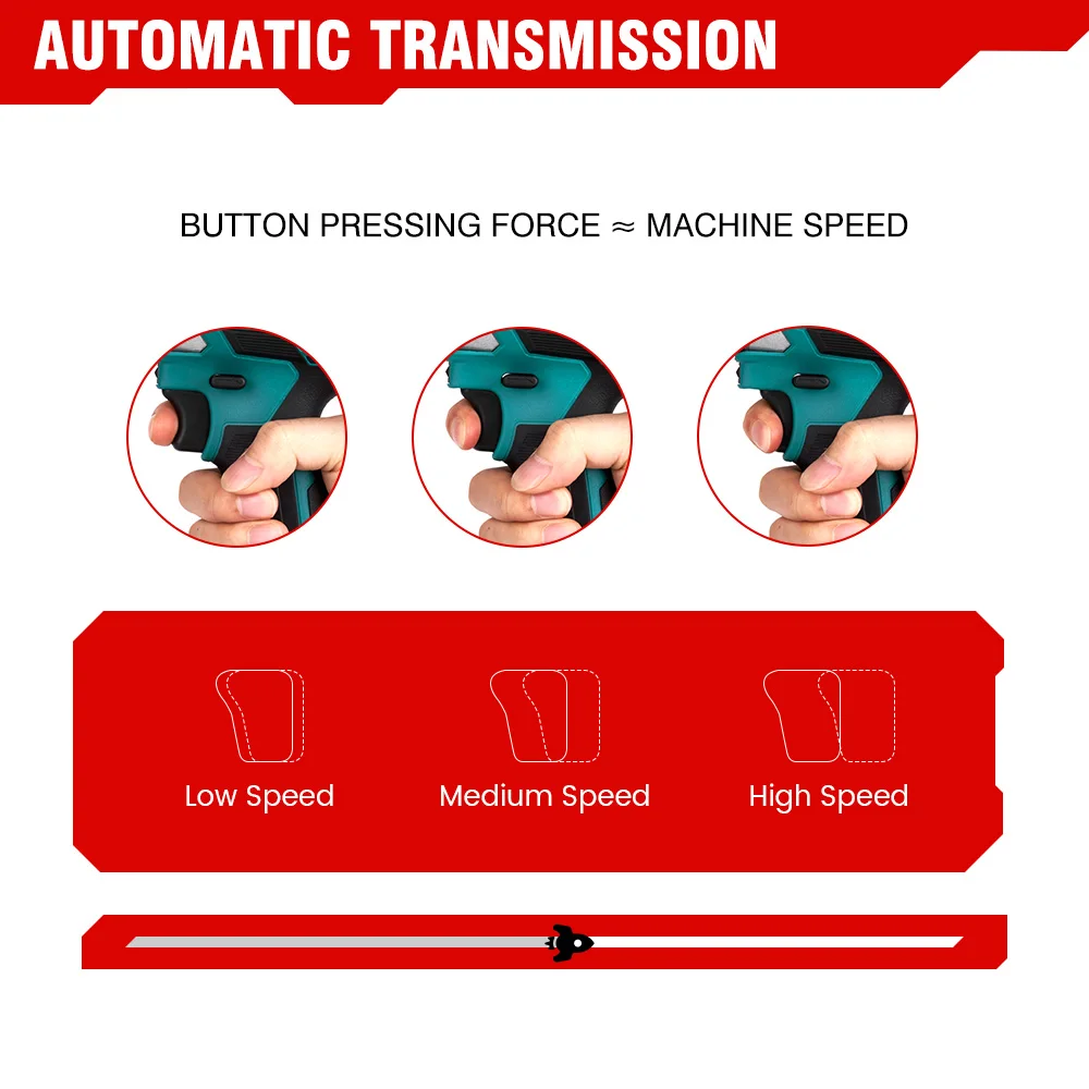 ONEVAN 1000W Brushless Electric Screwdriver 600N.M Cordless Impact Drill 1/4 Square Drive DIY Power Tool For Makita 18v Battery