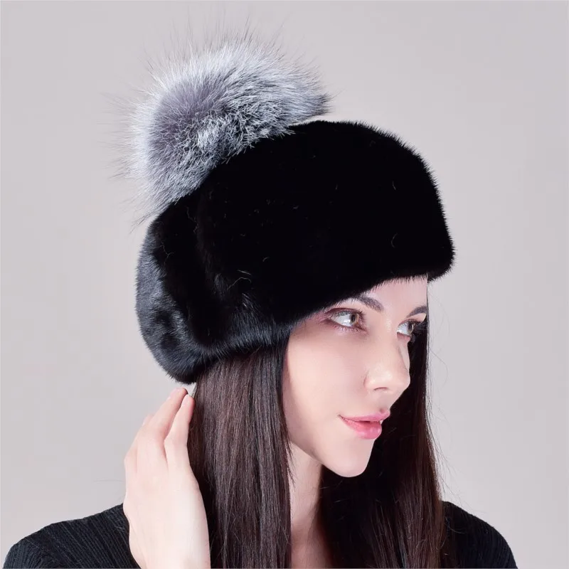Woolen hats women's fur berets top fashionable ear-protecting and warm headscarves