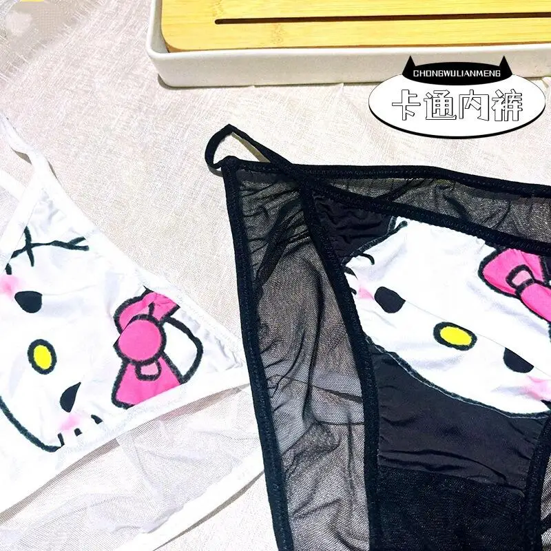Y2K Panties Anime Hello Kitty Girls Sexy Thong Kawaii Cartoon Women Japanese Style Ice Silk Girls Student Cute comfort Briefs