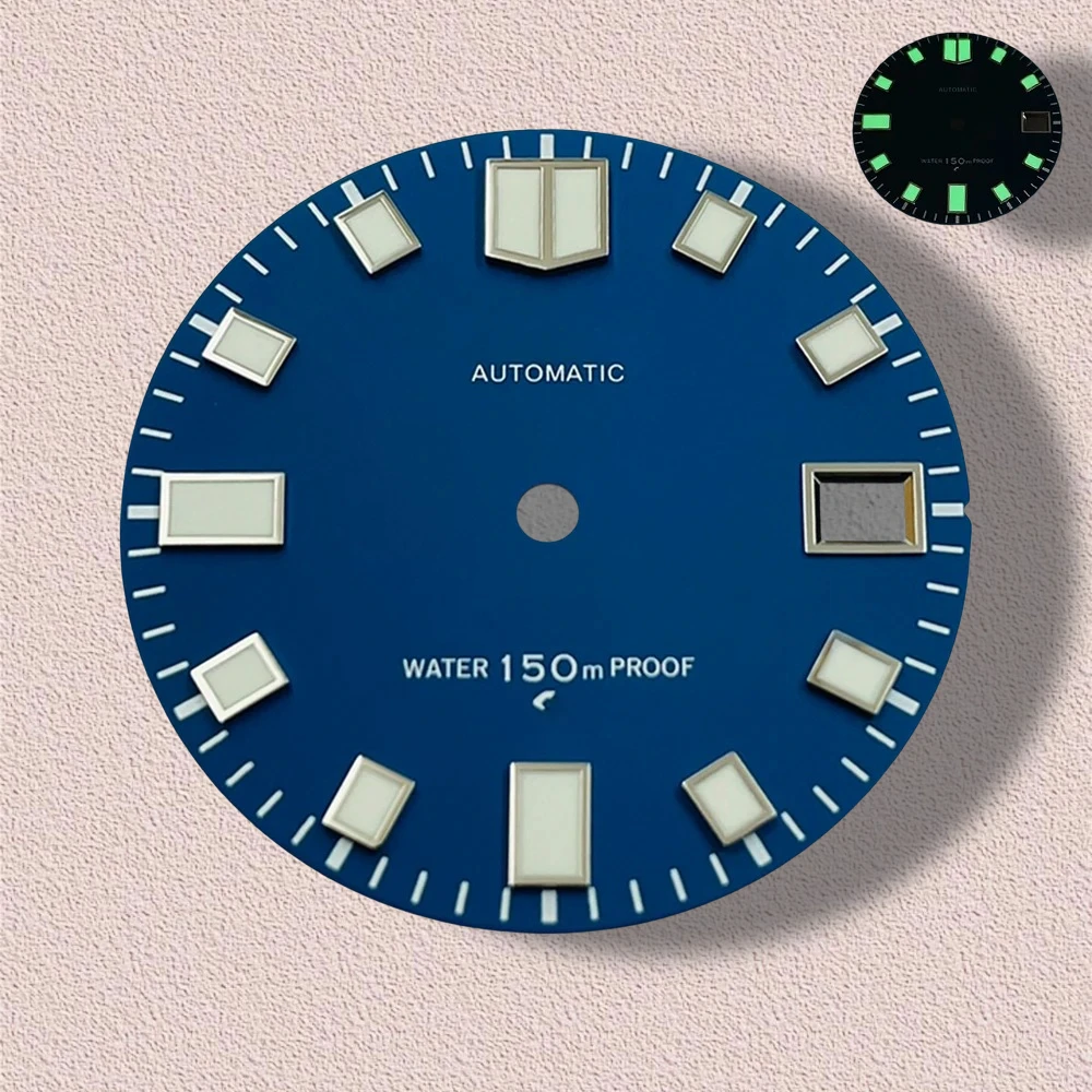 28.5mm S Logo Matte Dial Fit NH35/NH36/4R/7S Japanese Movement Green Luminous Diving High-Quality Watch Modification Accessories