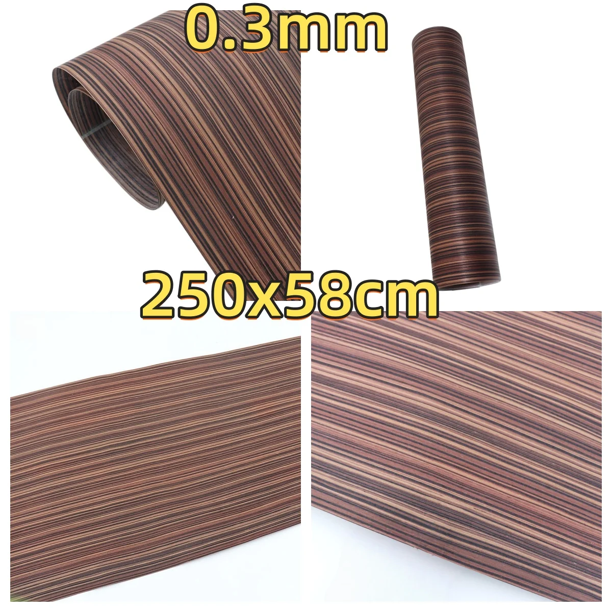

Purple Zebrano Tech Veneer, 0.3mm, 250x58cm, For Wardrobe Door & DIY Crafts.(Backing Non-woven Fabric)