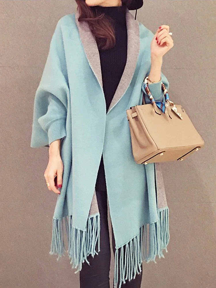 XITAO Large Double Wears Full Sleeved Cardigan Thicked Cloak Shape Female Shawl Wrap High Quality Spring 2024 New VKA-002