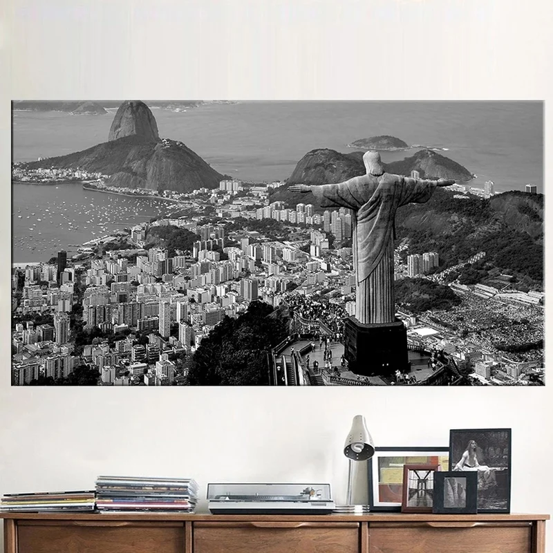 نيويورك بروكلين جسر البرازيل ريو دي جانيرو حجم كبير للرؤية الليلية مدينة المشهد جدار صورة فنية قماش يطبع اللوحة #4