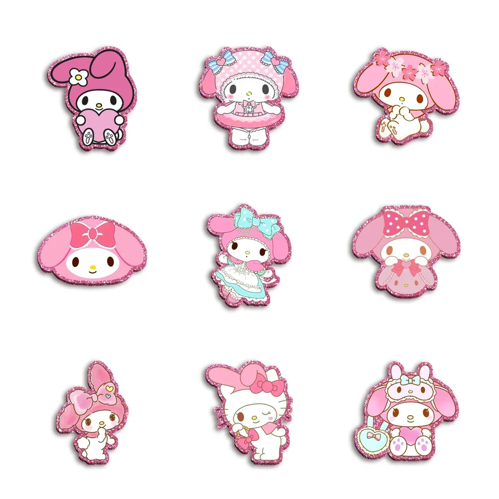 

Melody Sanrio Kitty Pink Glitter Resin Planar Acrylic Flatback For Girls DIY Phone Case Hair Bow Craft Keychains Accessories