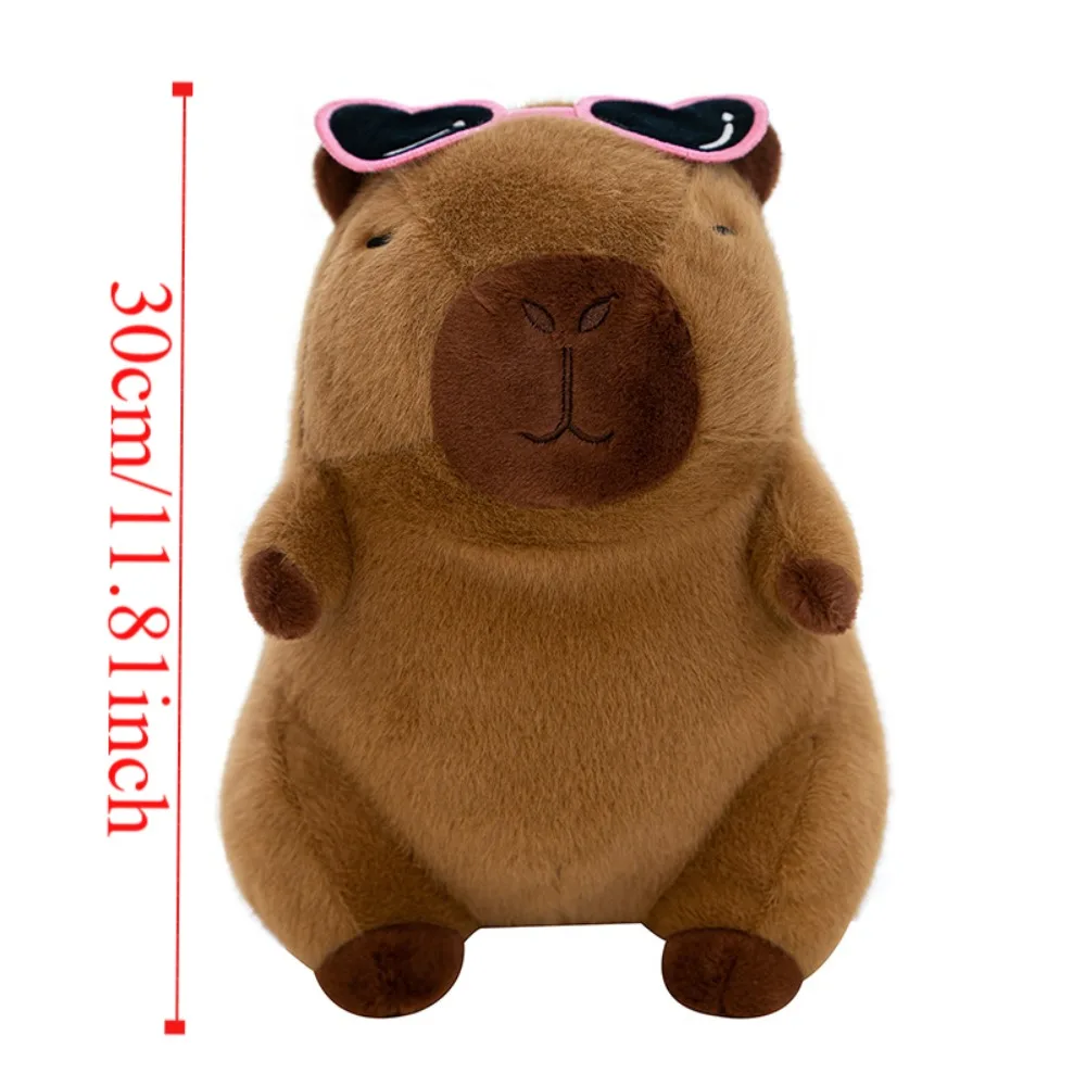 Kawaii Wear Glasses Capybara Plush Doll Simulation Cartoon Capybara Plush Toy Fluffy Soft Capibara Fluffty Doll Birthday Gift