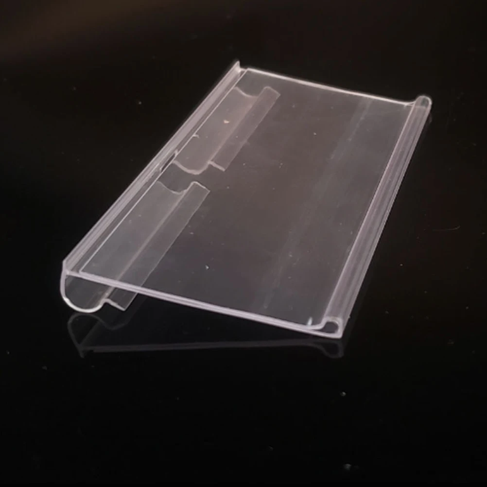 50 pezzi cartellini dei prezzi in PVC porta etichette trasparenti con clip per scaffali 50x42mm clip per cartelli appesi per contenitori di stoccaggio per supermercati al dettaglio