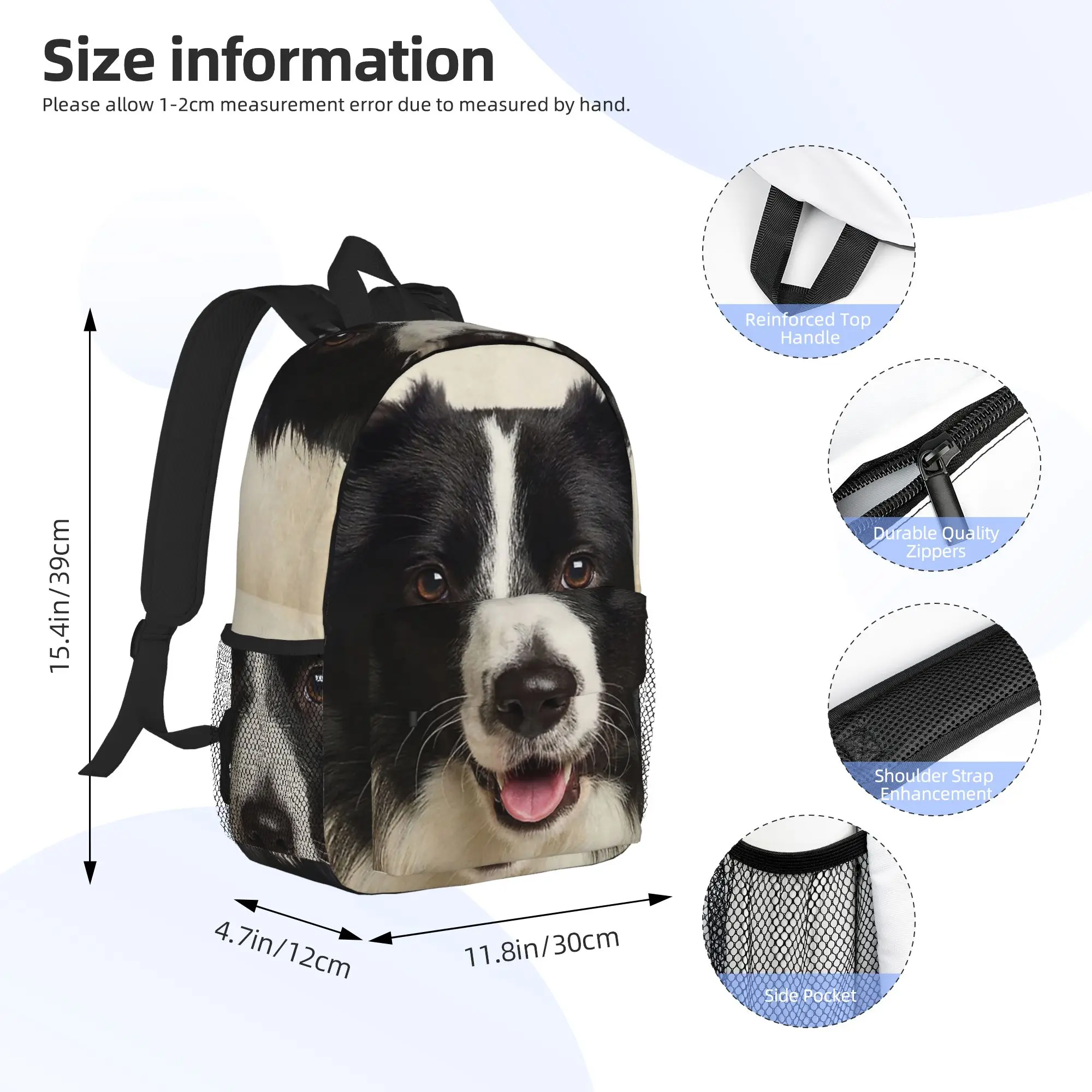 Border Collie Backpack Hot Sale Daypack Large Capacity Boys Girls BookBag Shoulder Bags for Men Women School Bag