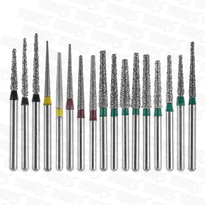 10pcs/set Dental Diamond Burs TF Series For High Speed Drill Bits Set FG Dental Grinding Dental Polishing Burs 1.6mm Shank