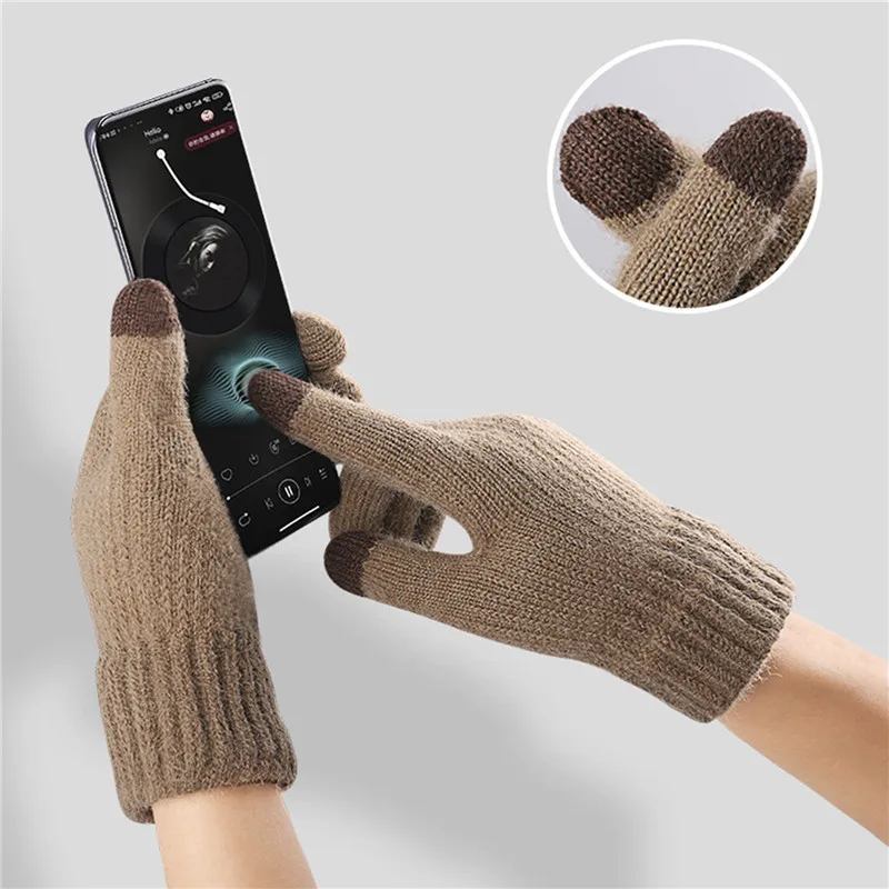 Winter Vrouwen Handschoenen Mannen Touchscreen Warme Wanten Dik Gebreide Volle Vingers Herfst Korte Pols Handschoenen Handwarmer Kerst