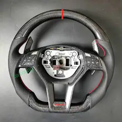 100% Real Carbon Fiber+ Leather Steering Wheel For Mercedes-benz C Class 166 W204 C260 CGI C180