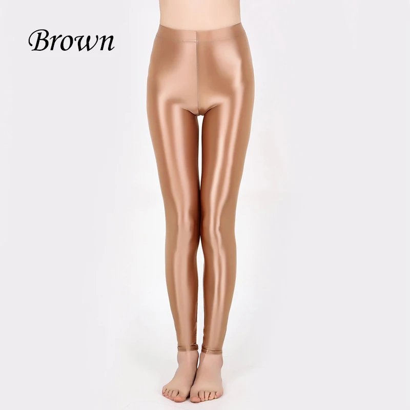 Leggings opacas brilhantes para mulheres, calças justas de cintura alta, meias sexy, calças de ioga, treinamento esportivo, fitness