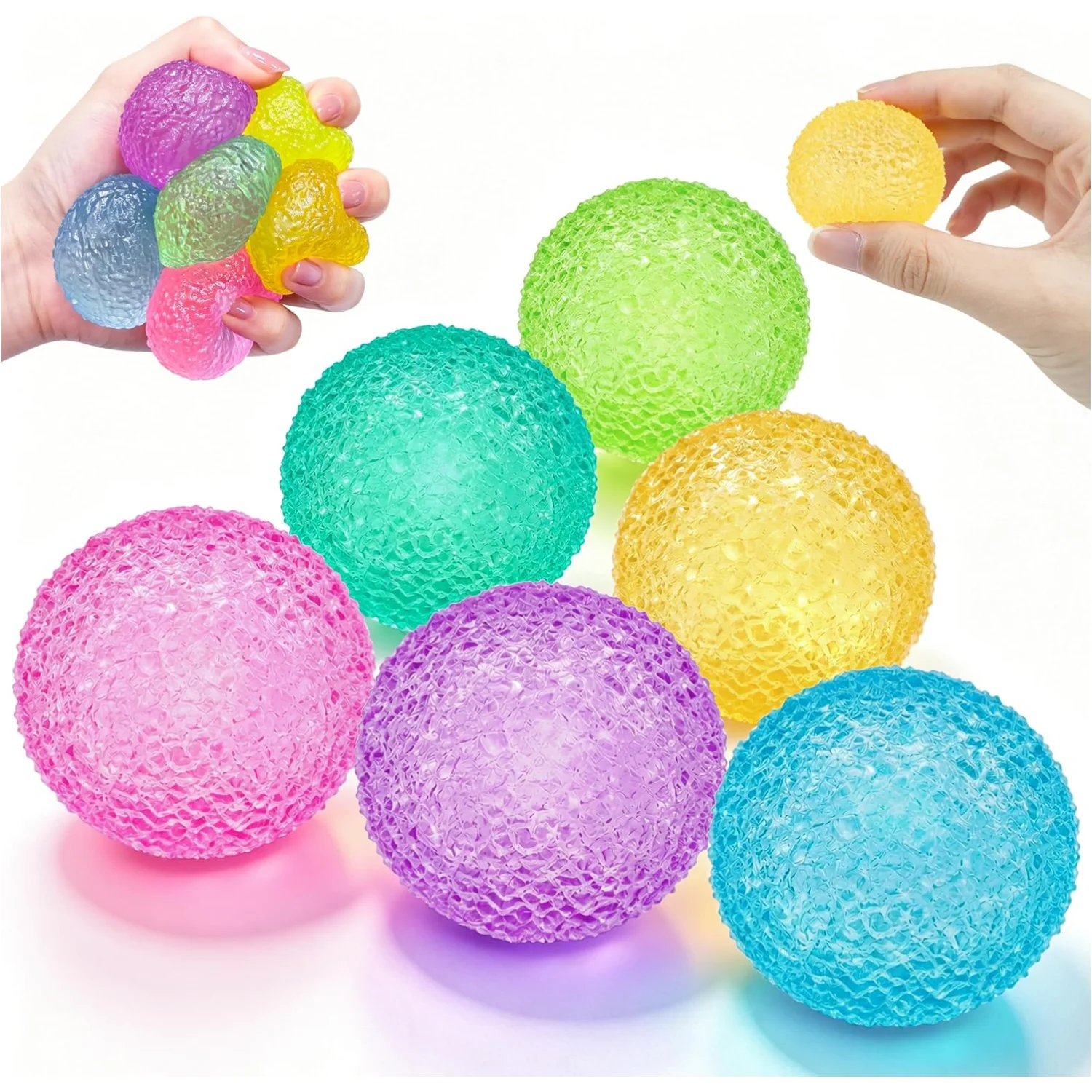 Textured Squishy Stress Balls, Sensory Fidget Toys for Anxiety Relief, Hand Therapy Exercise Balls Student Prize Supplies