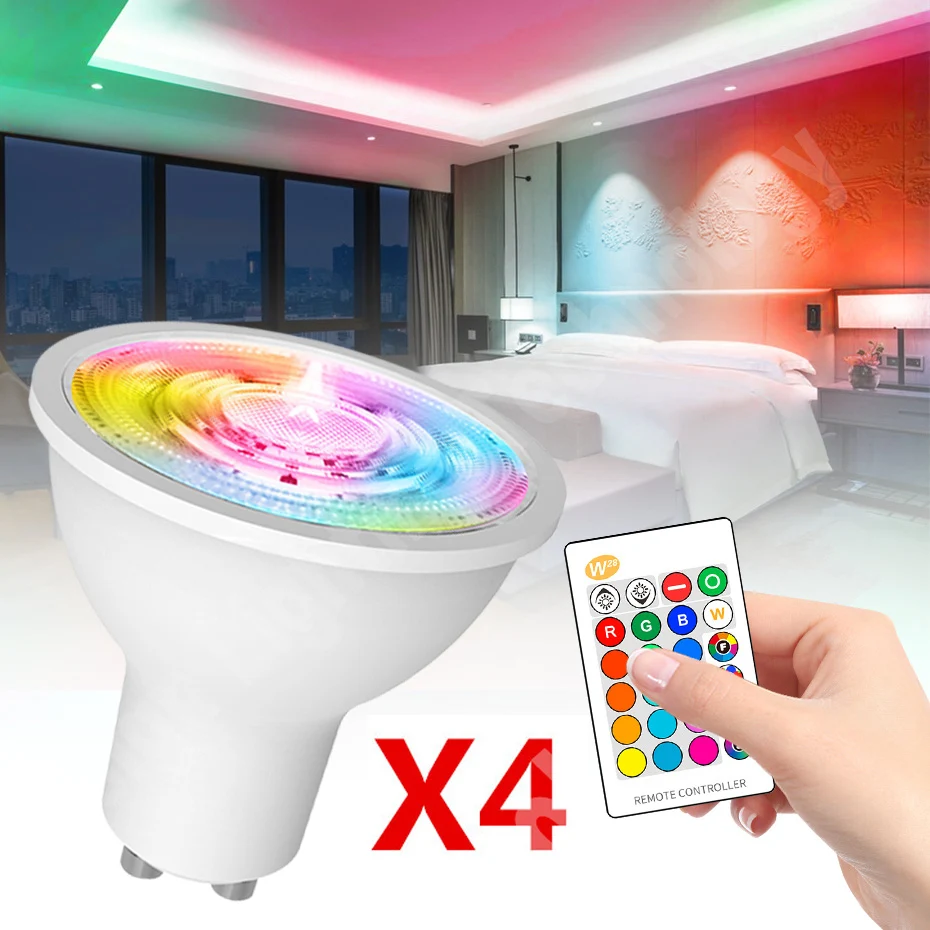 

85-265V GU10 RGB Dimmable LED Bulb Light 8W Spotlight Memory Function 16 Colors with IR Remote Control Decor for Home Lighting