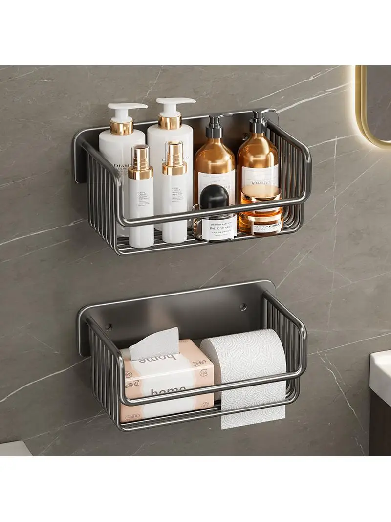 バスルームトイレットペーパーホルダー壁掛け式穴あけ不要ペーパータオルラックトイレットペーパーホルダー収納棚バスルームオーガナイザー