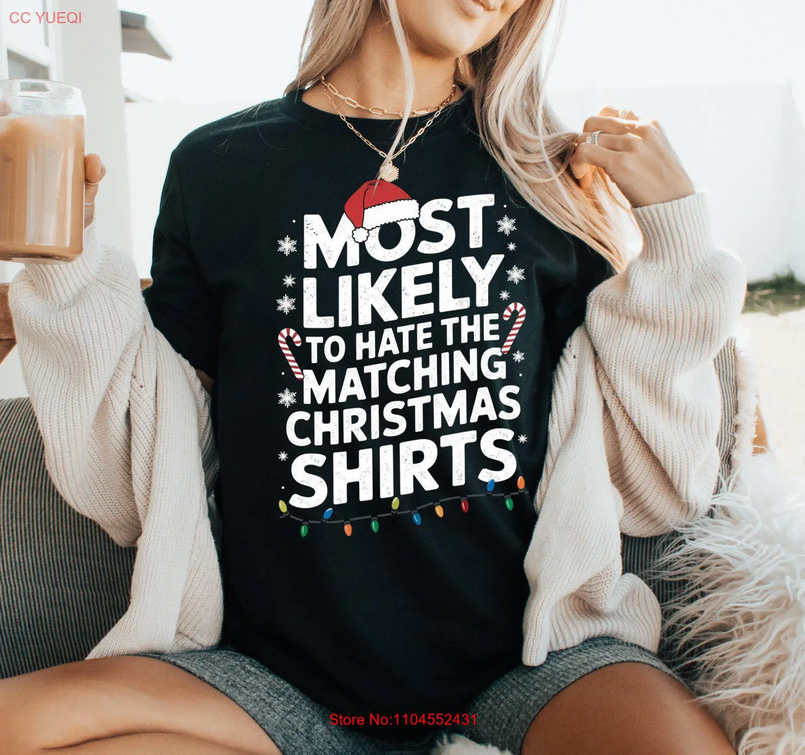 Funny Christmas T Shirt Matching Family Outfit Holiday Party long or short sleeves