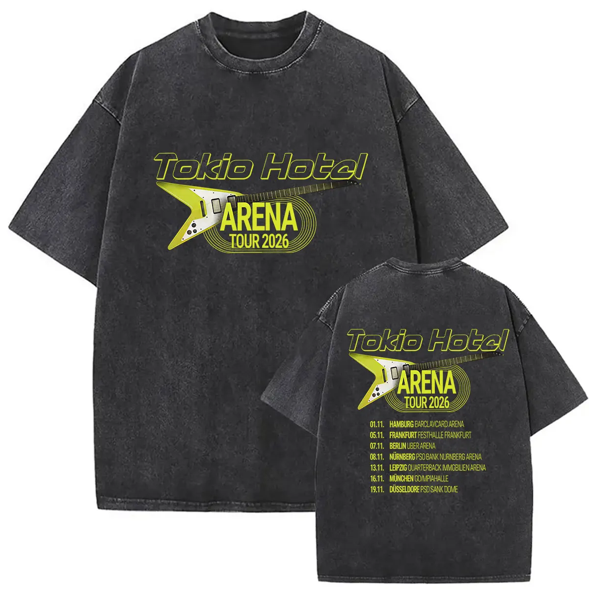 Vintage Washed Tokio Hotel Arena Tour 2026 Rockband T-Shirt für Männer und Frauen Hip-Hop Mode Pop Oversized Baumwoll-T-Shirt Streetwear – Detail 7