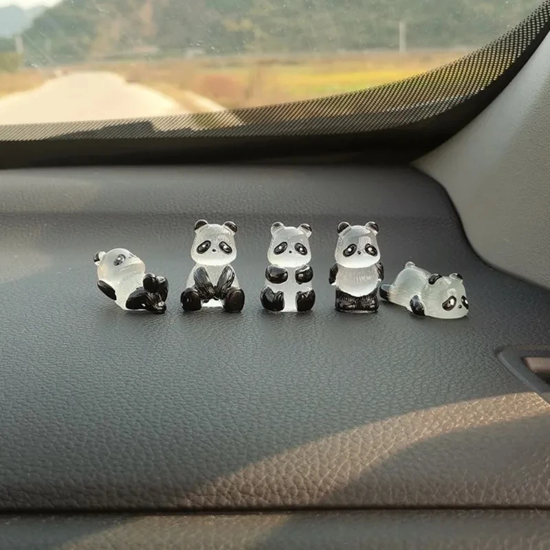 5-30PCS Luminous Glowing Panda Mini Figurines Glow in Dark Garden Bonsai Desk Decoration Miniature Ornament Home Accessories