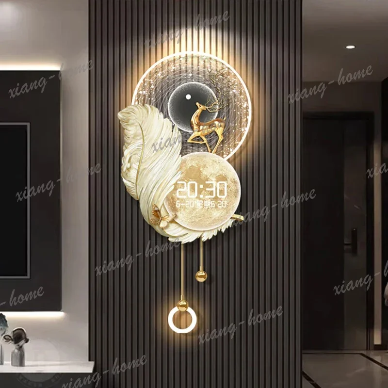 PG Luxury Digital Clock Wall Living Room Art Mural Vintage Interior Aesthetic Wall Clocks Creative Fashion Wanduhr Wall Decor
