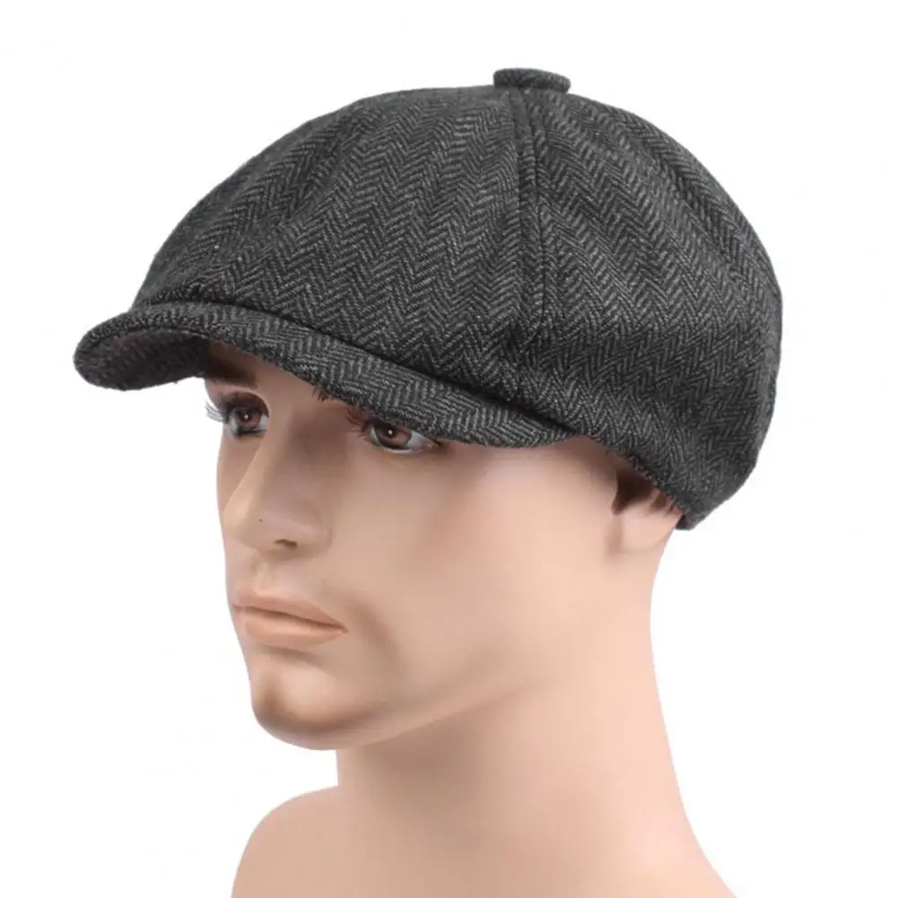 ผู้ชายแปดเหลี่ยมหมวกโดม Newsboy หมวก Vintage สั้น Brim ผู้ชายจิตรกรหมวกตกแต่ง Soft Breathable โดมหมวกสําหรับฤดูใบไม้ร่วง/ฤดูหนาว