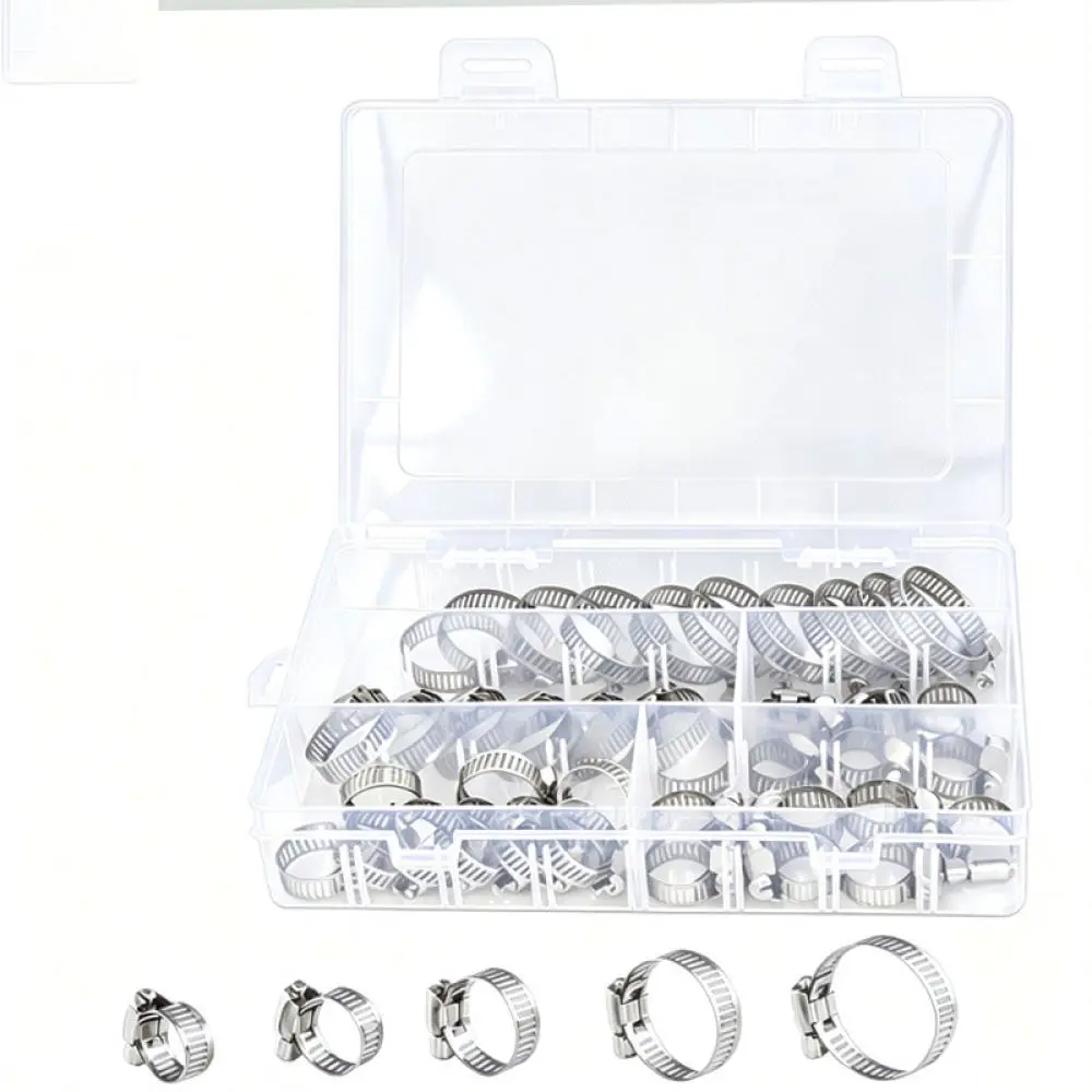 Stainless Steel Hose Clamps Assortment Adjustable Clips For Automotive Engine Pipe Irrigation Hose Connections