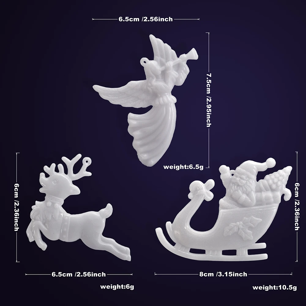 3pcs/Set Christmas White Angel Doll Small Elk Xmas Tree Hanging Ornaments New Year Gift Children\'s Toys Wedding Party Navidad