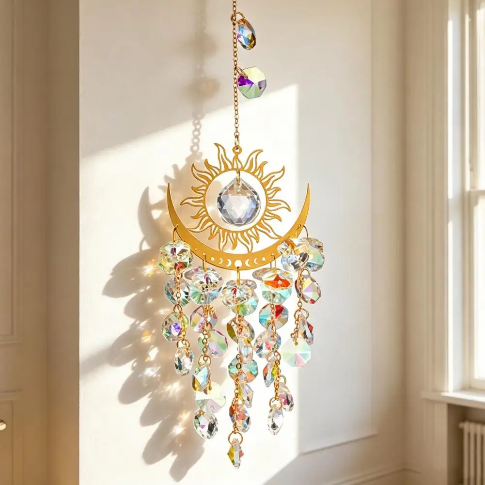 Garden Sun Catcher Colorful Suncatcher Window Decor Hanging Prism Rainbow Maker with Chain Garden Wind Chimes for Home Party