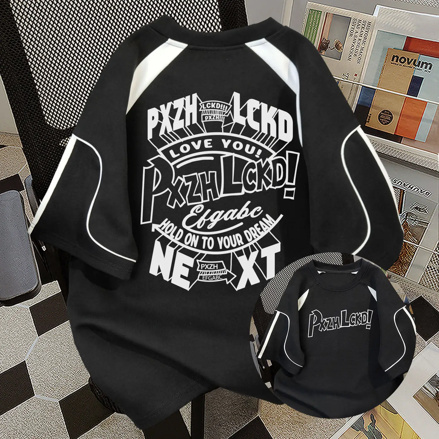 

Мужская летняя футболка больших размеров в американском уличном стиле, с принтом и вставками на плечах, повседневная, из хлопка