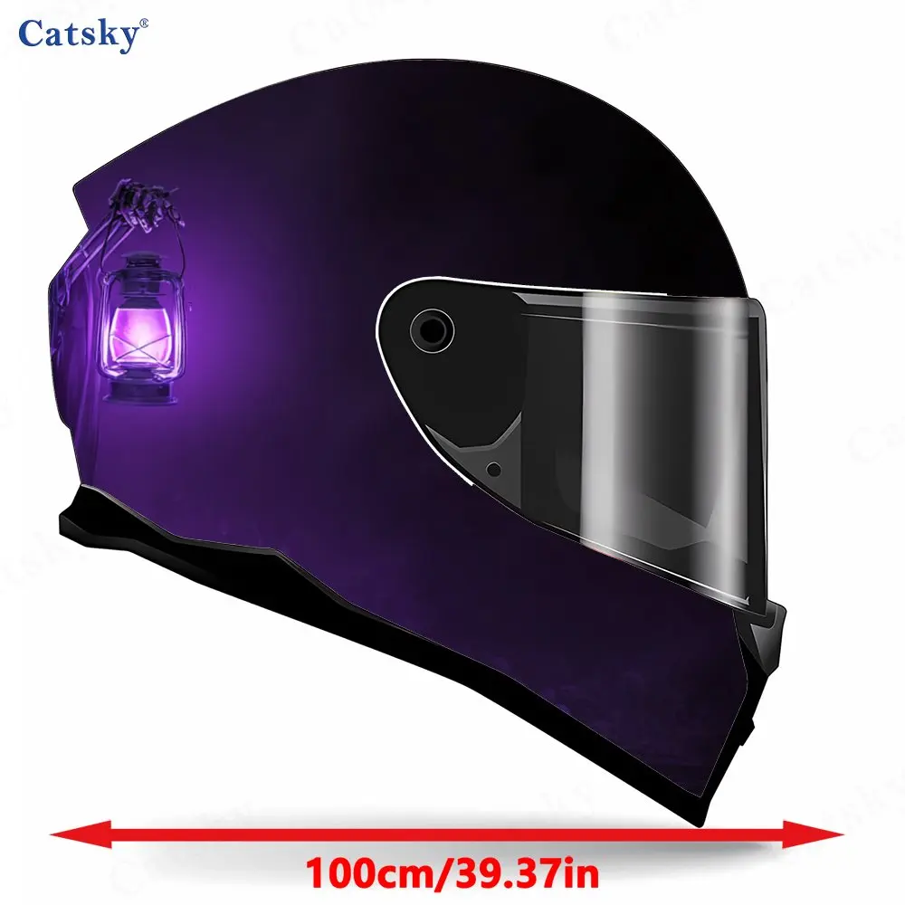 Purple-flamed Guiding Reaper Print Helmet stickers , PVC Material Multifunctional Helmet Stickers, Scratch-Resistant & Fade-Proo