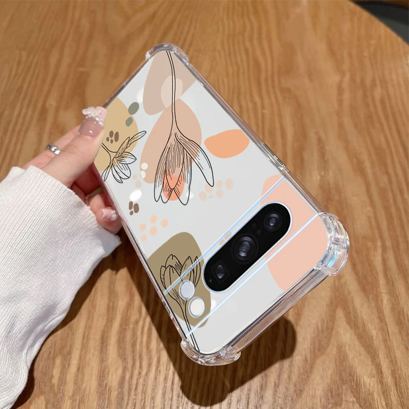 Przezroczyste etui na telefon P ixel 8 Pro Plant Flower dla Google Pixel 8Pro 7A 8A 6 8 9 6Pro 9ProXL 7Pro 6A 7 9Pro Cover