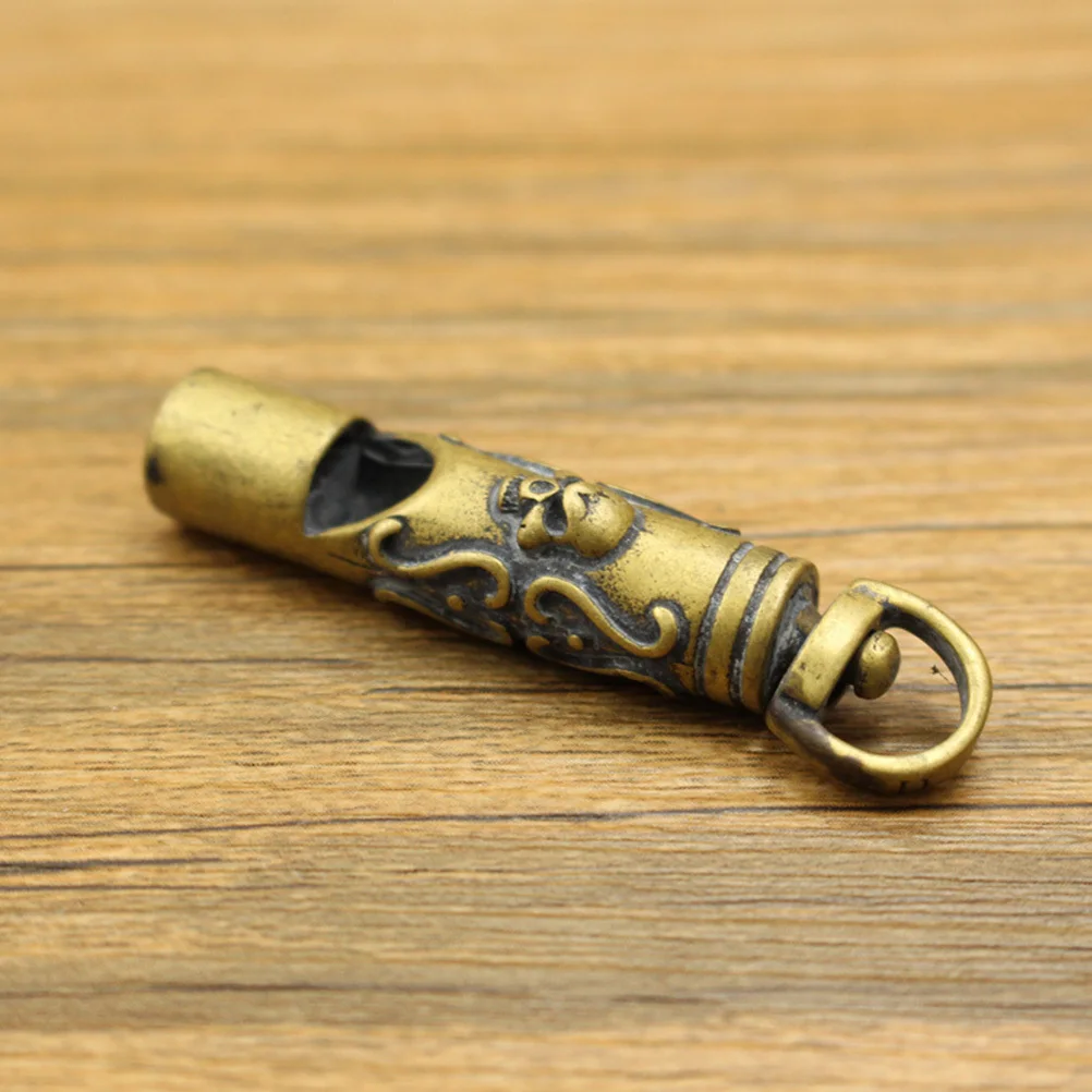 الجمجمة نمط النحاس صافرة قلادة المدمجة المعادن صافرة الطوارئ للحكم التدريب التخييم المعدات في الهواء الطلق #3